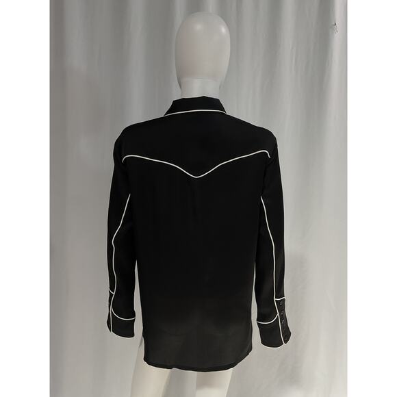 All Saints Black Blouse with White Trim - Picture 3 of 5